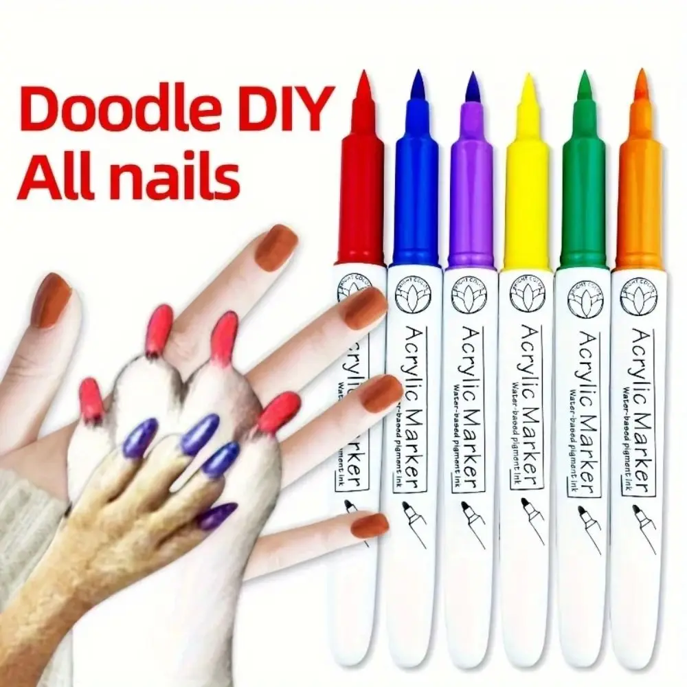 Pena Cat Kuku Hewan Peliharaan 12/24 Warna Pena Spidol Akrilik Tahan Air Cepat Kering Mudah Digunakan Alat Perawatan Hewan Peliharaan Kepala Lembut Logam