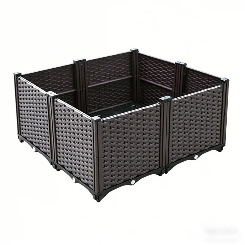 

4 Tier 80x80x37cm Raised Garden Bed Large Deep Wide Plastic Planter Box for Vegetables Flowers Herbs Outdoor Indoor Balcony Pati