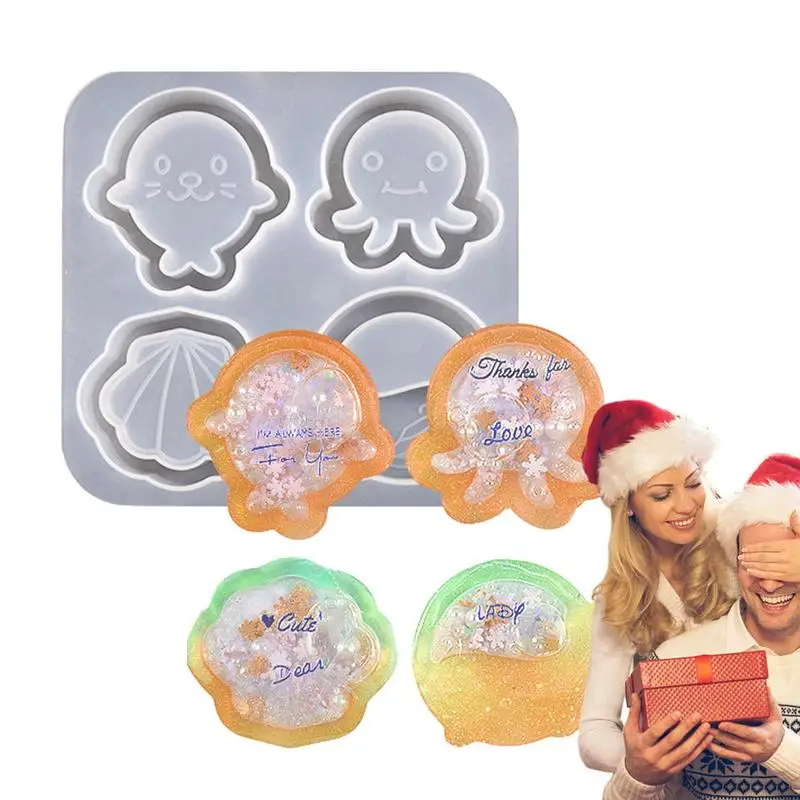 Marine Theme Molds Reusable Non-Stick Octopus Dolphin Starfish Shell Baking Molds 3D Molds Candle Making Moulds Easy-Release