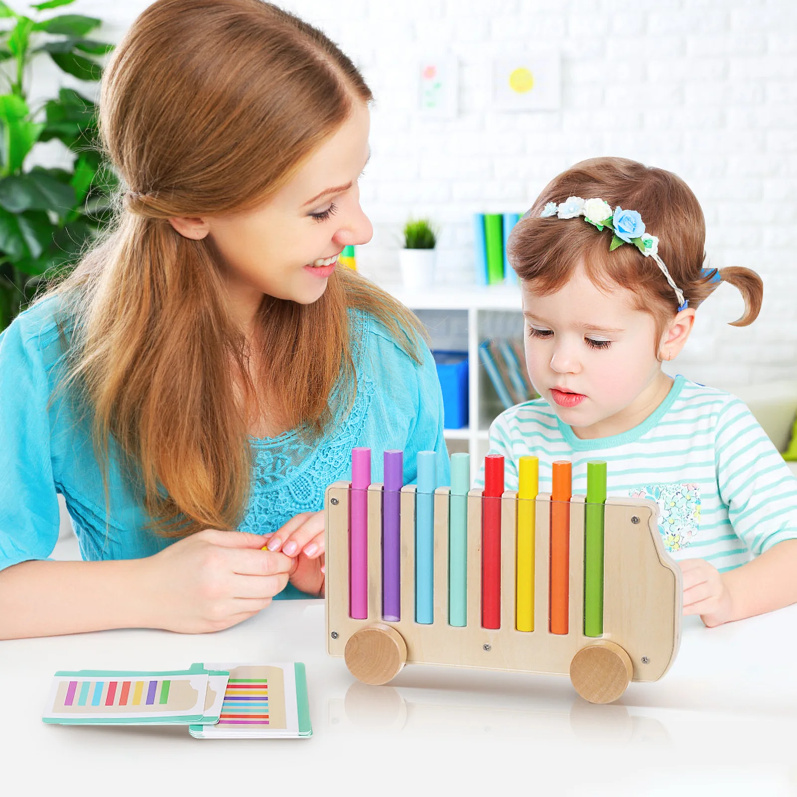 

1 Set Wooden Matching Game For : Enhances Motor Skills Logical Thinking Color Recognition Natural Wood Sorting Safe