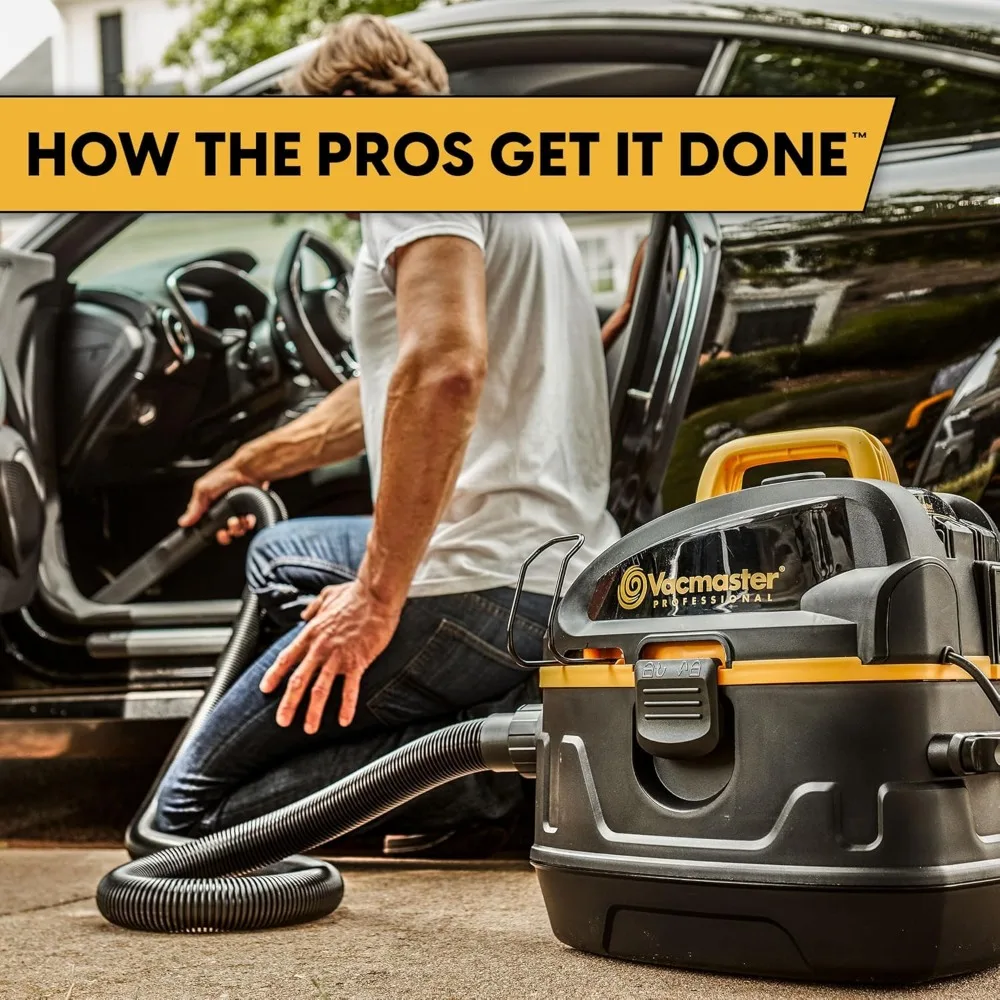 مكنسة كهربائية رطبة وجافة سعة 5 جالون 5.5 حصان، عالية الأداء، باللون الأسود #3