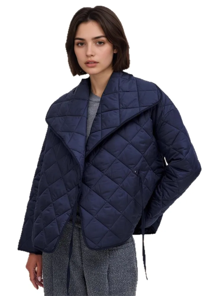 

Зимнее стеганое хлопковое клетчатое пальто, женские свободные корейские стильные женские укороченные куртки с длинными рукавами, модные повседневные женские пальто