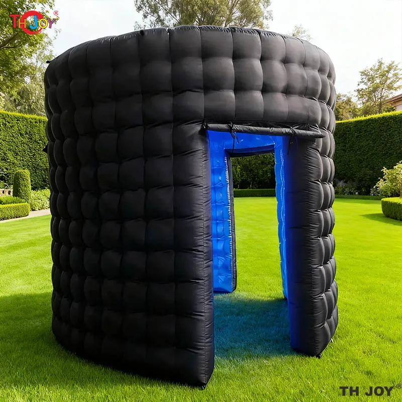 10ft gonflable boîte de nuit fête Cube tente conception ronde Photobooth toile de fond gonflable Led 360 Photo stand enceinte