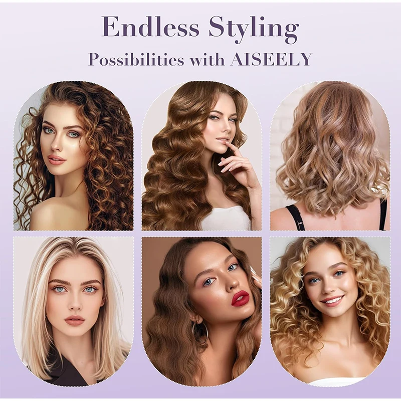 Curl Big Waves Instantly No-Damage 32mm U-Barrel Curler Wavy Hair Curler Negative Ion 4 Adjustable Heat Setting Smart Power-Off