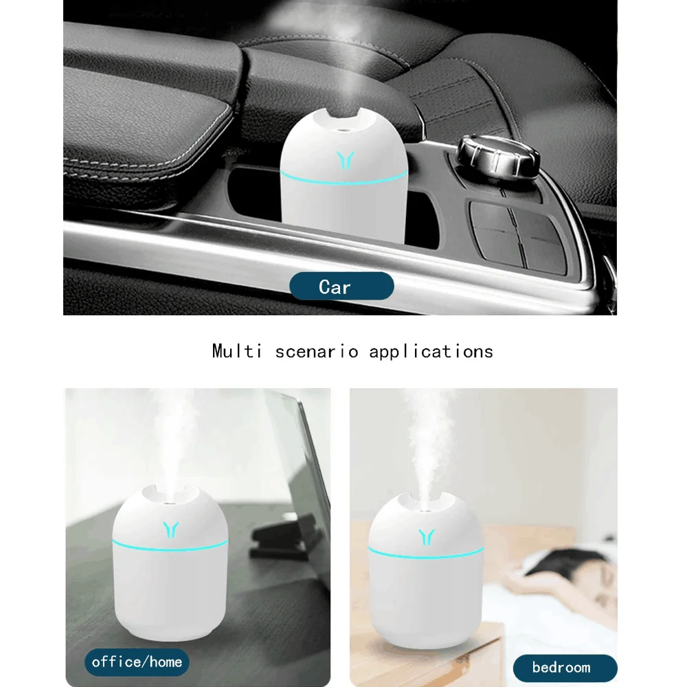250ML USB Mini Air Humidifier Aroma Essential Oil Diffuser For Home Car Ultrasonic Mute Mist Maker Diffuser with LED Color Lamp view 2