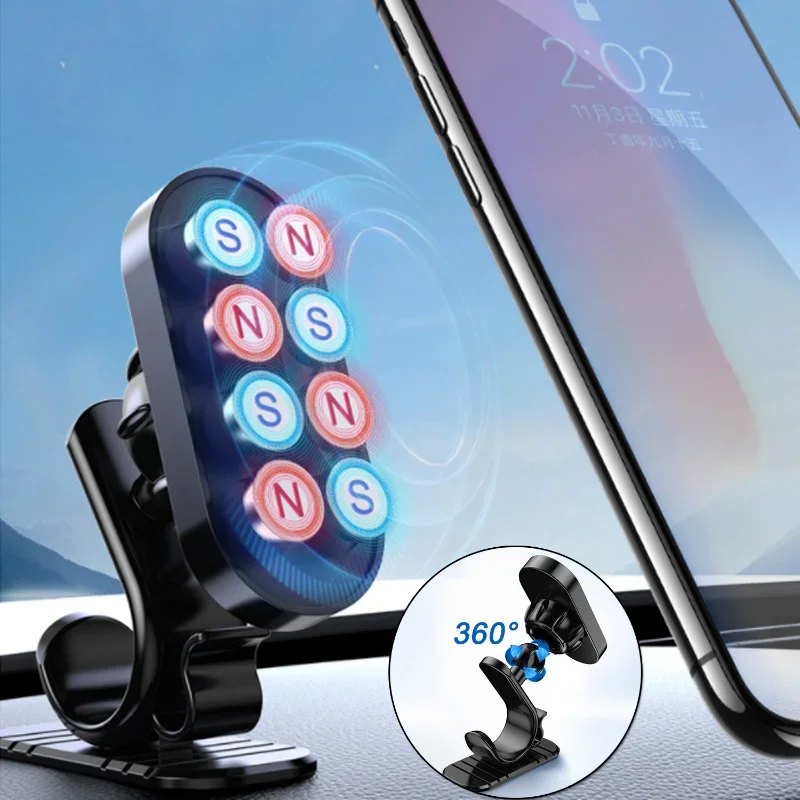 D6 Magnetic Car Phone Holder Self-adhesive Dashboard Phone Stand Mount Universal 360 Rotatable Strong Magnet Cradle GPS Support