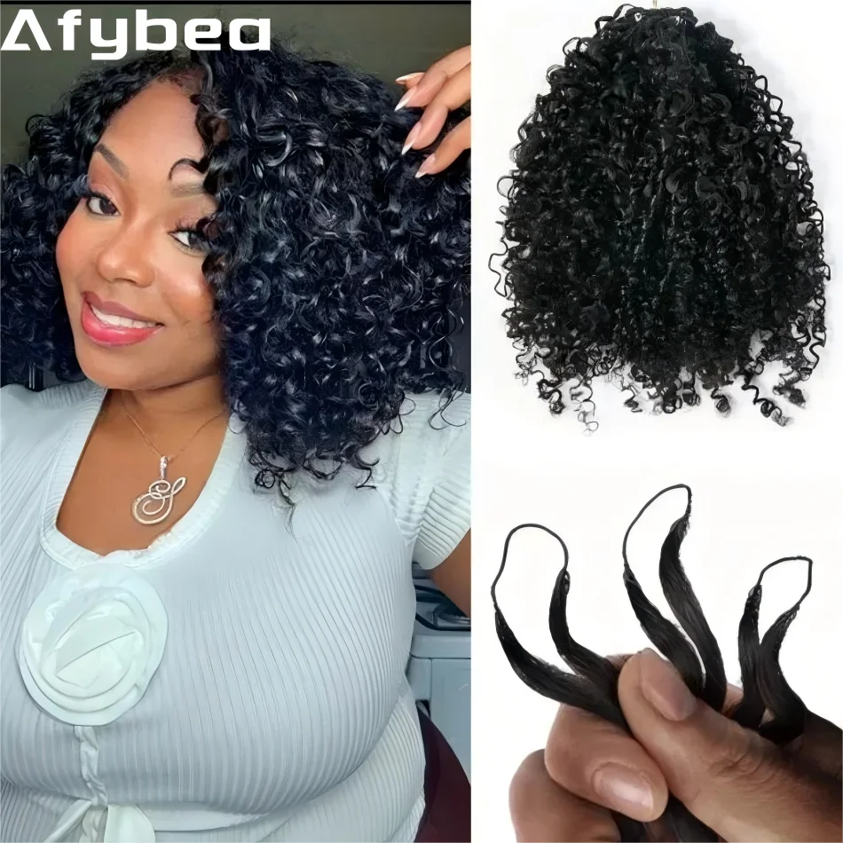 

Натуральные волосы для наращивания Kinky Curly Feather Crochet, 120 г, 16 дюймов, 12A, бразильские, без узлов, предварительно разделенные для легкого плетения