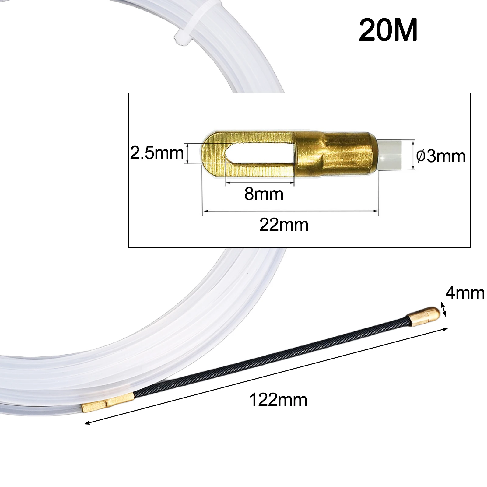 Reliable Cable Installation Aid Flexible Nylon Spring Long 10m/20m Pull Wire Finder Head Efficient Cable Laying