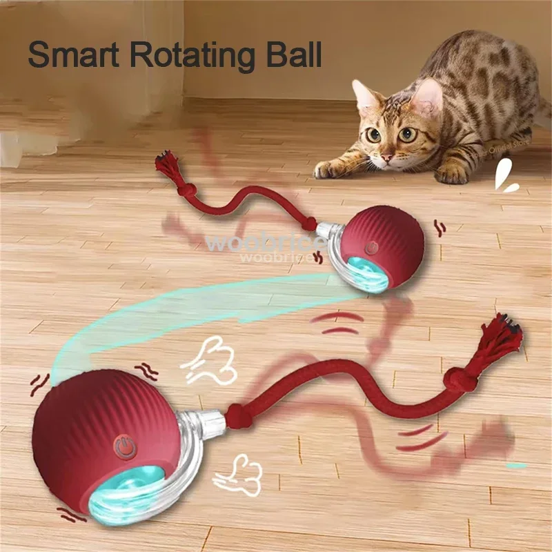 Interactive Cat Ball Toys Automatic Rolling Ball Faux Tail Rechargeable Pet Electric Toy Dog Cat Training Imitate Mouse Pet Toys