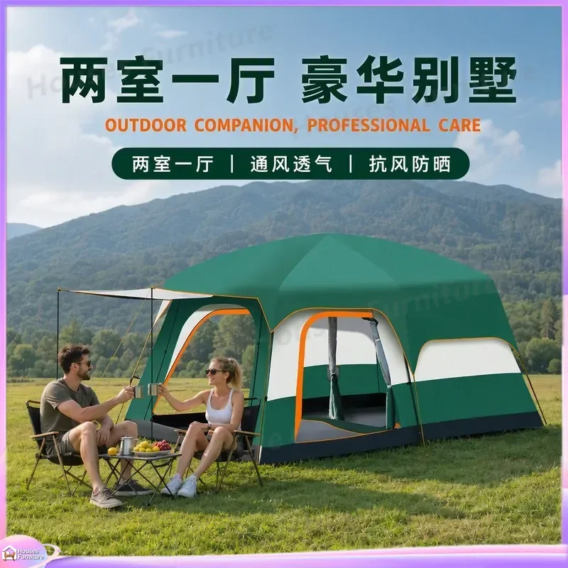For Camping Tent 3-4 Person Outdoor Waterproof Family Large Space 2 Room 1 Hall 5-8 People 10 Person Hiking Beach Shelter