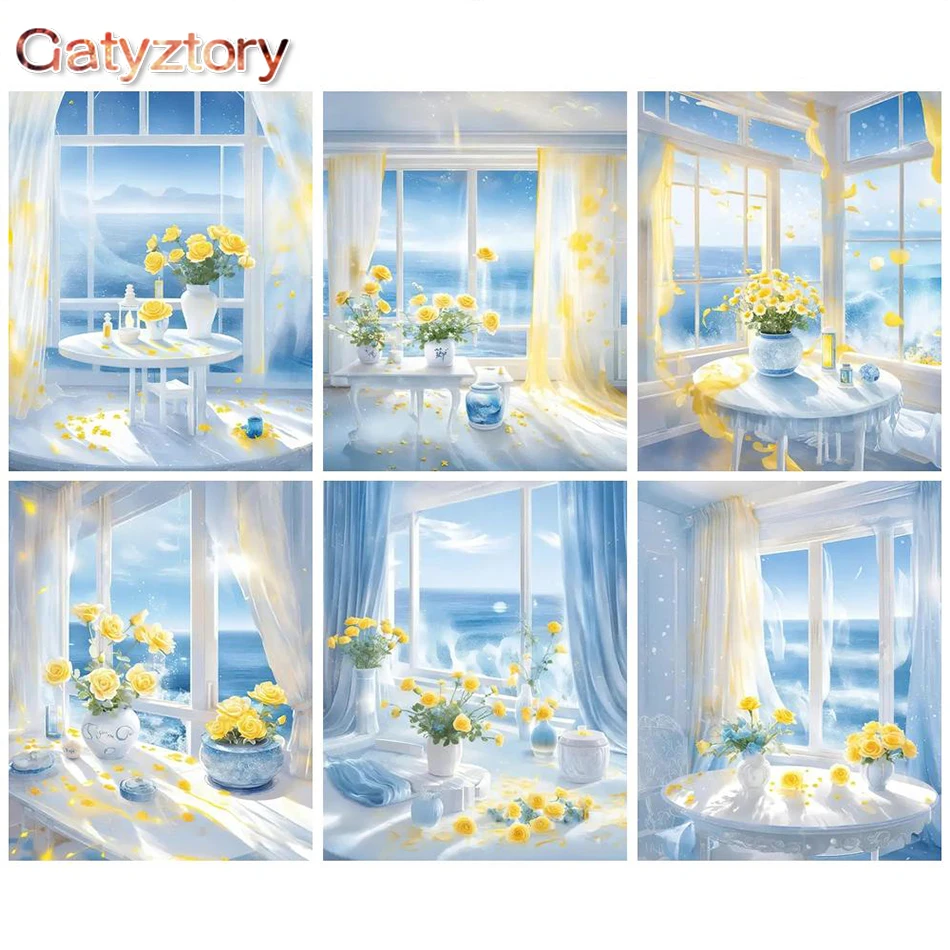 

Gatyztory Oil Painting By Numbers Flower Landscape Diy Crafts On Canvas For Adults Kits Drawing Picture Of Coloring By Number De