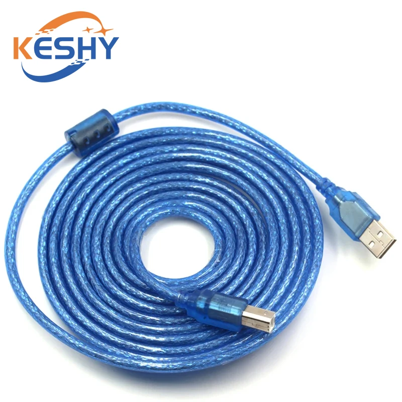 USB 2.0 Printerkabel Type A Male naar Type B Male Dubbele afscherming Hoge snelheid Transparant Blauw Datakabel 150CM 300CM 500CM