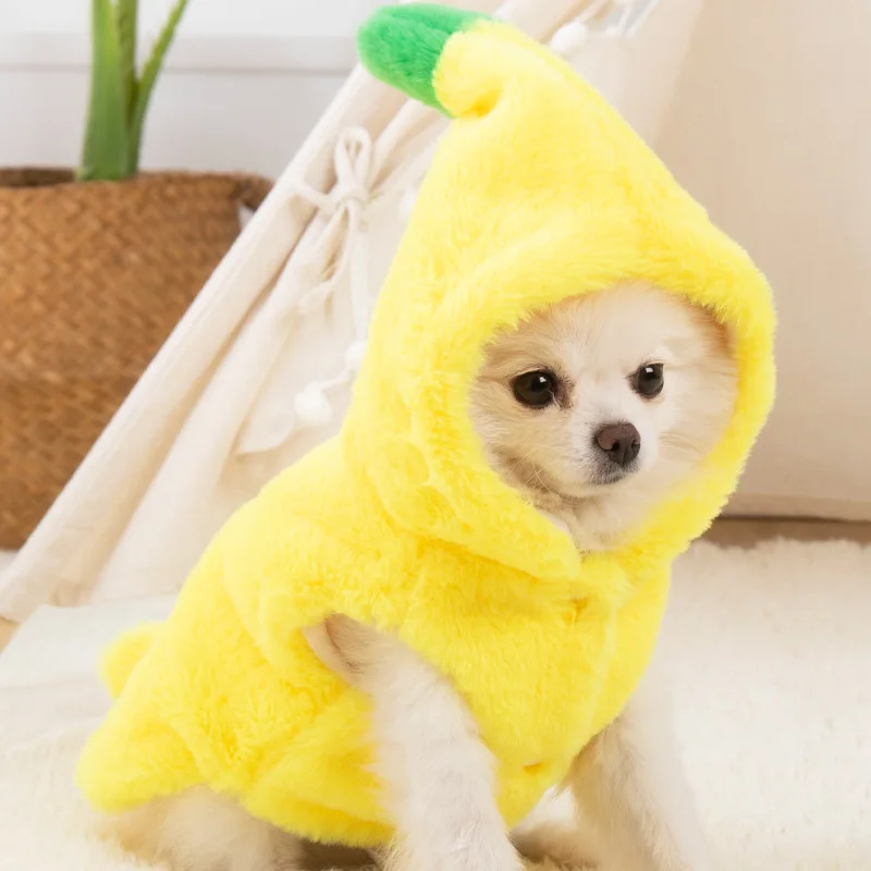 

Funny Dog Autumn and Winter Clothes, Banana Transformed Outfits, Warm and Cute Cat Clothes, Pet Clothing