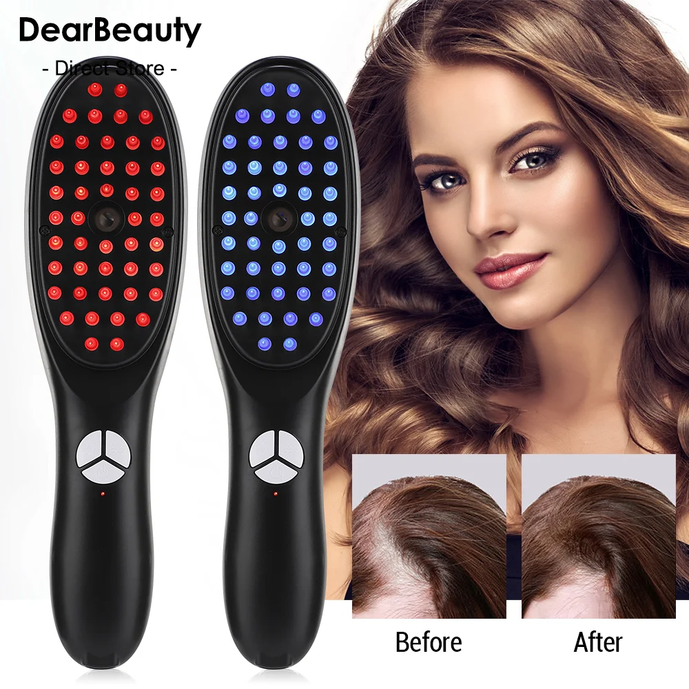

Anti Hair Loss Scalp Care Electric Massage Comb Red and Blue Light Therapy Scalp Vibration Massage Brush Hair Growth Massager