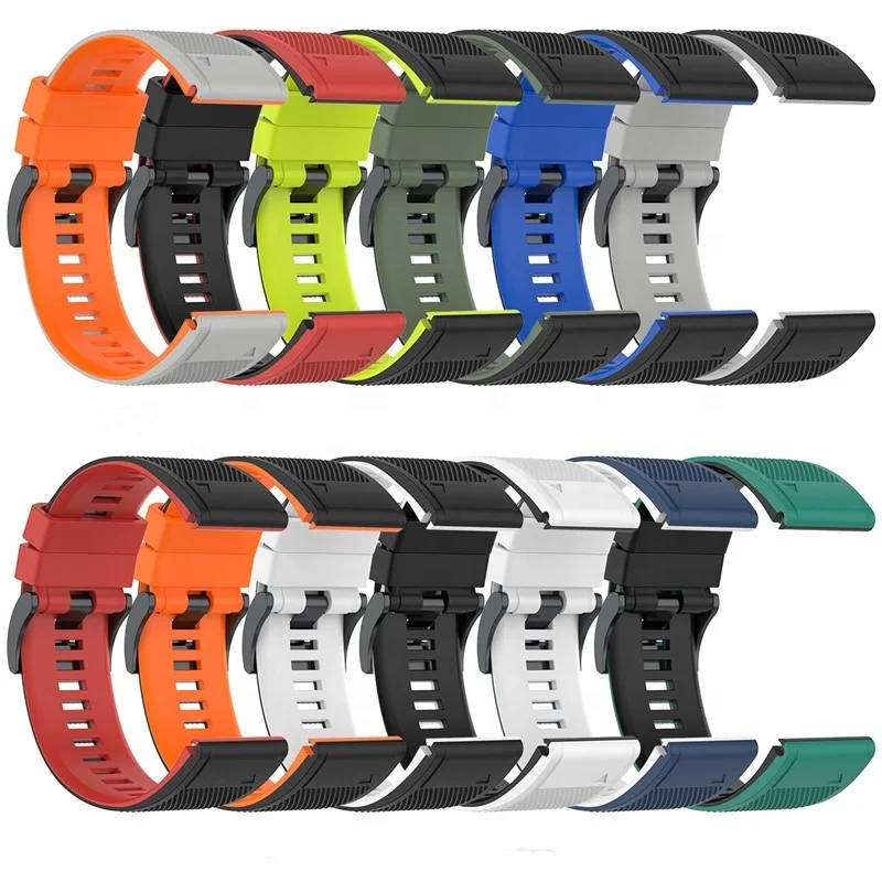 

Dual Color Silicone Watch Bands Waterproof Quick Release Watch Bands For Garmin Fenix 7 7X