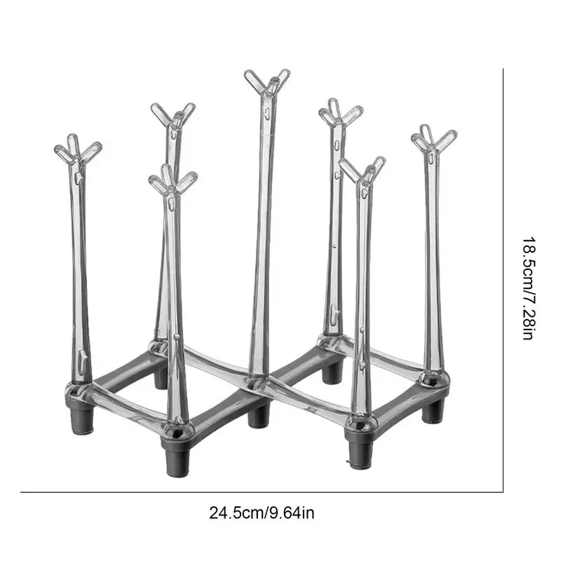 재사용 가능한 주방 컵 거치대 물병 건조 랙, 공간 절약, 미끄럼 방지 바닥 조절 가능 랙