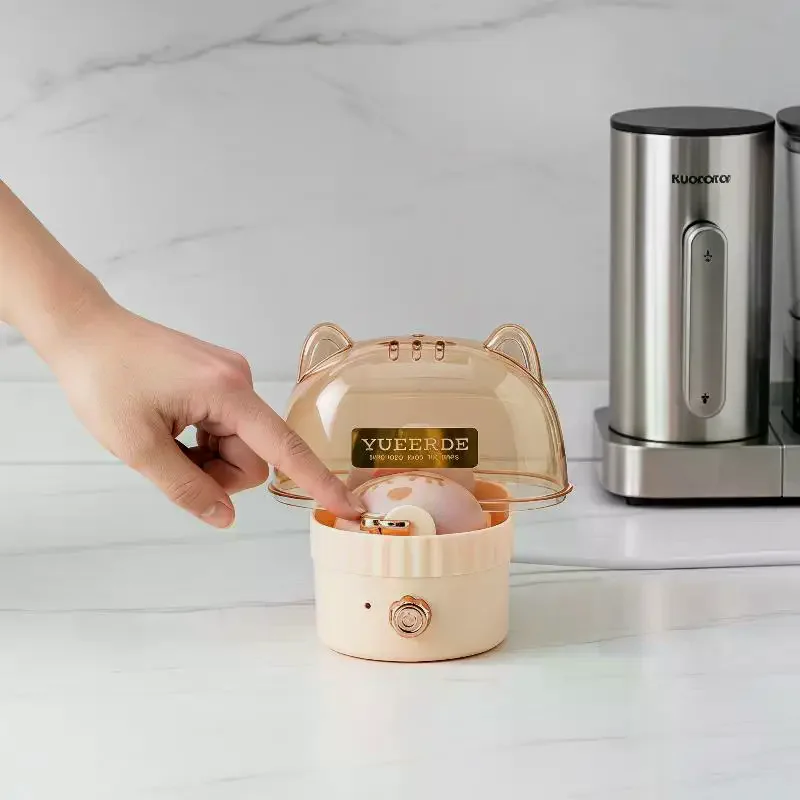 Cute Cat Shape Electric Egg Cooker Automatic Power Off Egg Steamer Boiler Portable for Travel Business Trip Use