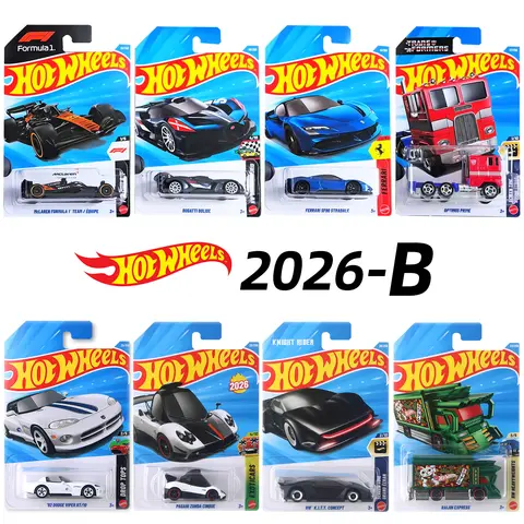 Hot Wheels 2026 B Case,1:64 Scale Diecast Vehicle Model Car,Mclaren F1 Pagani Optimus Prime Bugatti,Collection Gift Toy for Kids