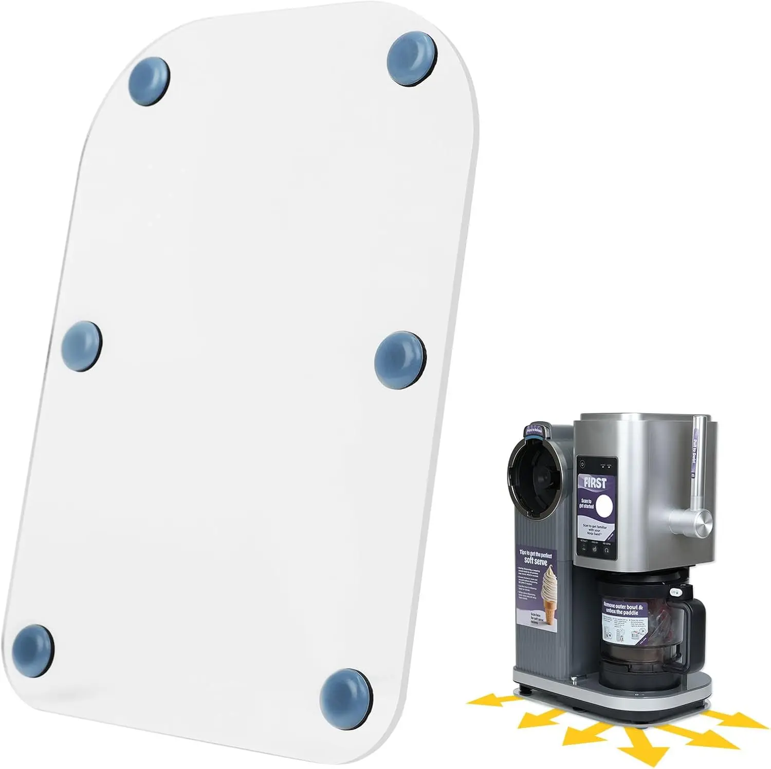 Tapete Deslizante de Acrílico para Ninja Swirl da CREAMi NC701, Deslizador para Eletrodomésticos Compatível com Cafeteira Cuisinart de 14 Xícaras