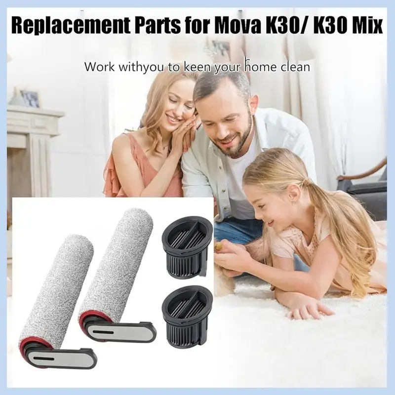 Filtro Hepa de cepillo de rodillo EAS-4PCS para accesorios para aspiradoras Mova K30, mejora la eficiencia de limpieza