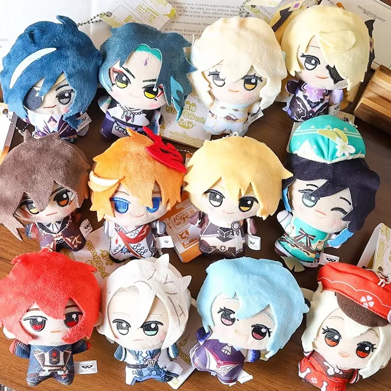 10CM Genshin Impact Cosplay Zhongli Klee Plushie Pendant Venti Diluc Xiao Eula Razor Fischl Klee Plush Pendant Backpack Fan Gift