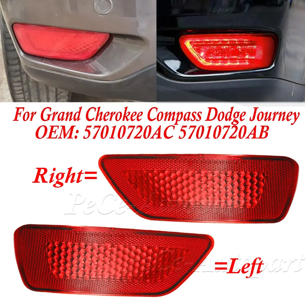 New Red Rear Bumper Reflector Lens For Grand Cherokee Compass Dodge Journey Car Tail Warning Light Cover 57010720AC 57010720AB