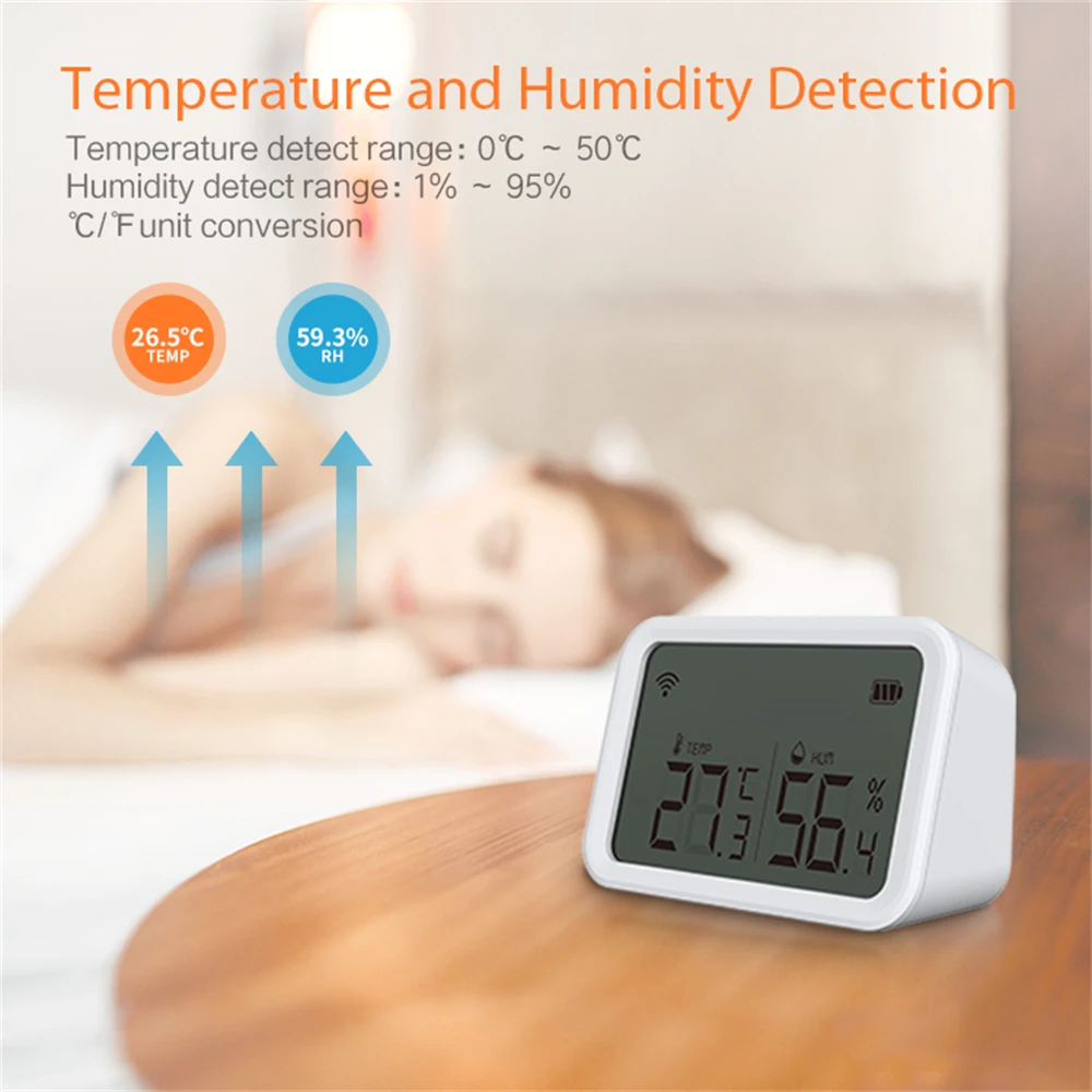 Tuya Smart HomeKit and ZigBee temperature and humidity two-in-one smart screen display transmission Sensor Alexa Google Smart Ho