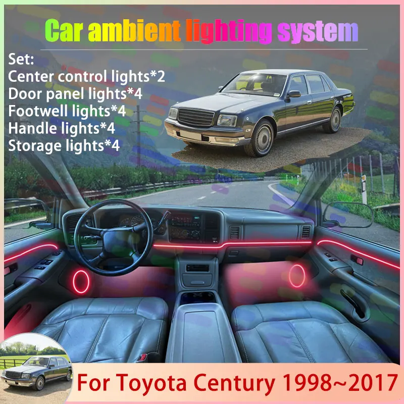 

Для Toyota Century MK2 G50 1998 ~ 2017 1999 2000 2/18 в 1 автомобильный атмосферный светильник RGB абажур ансамбль стример атмосферный набор