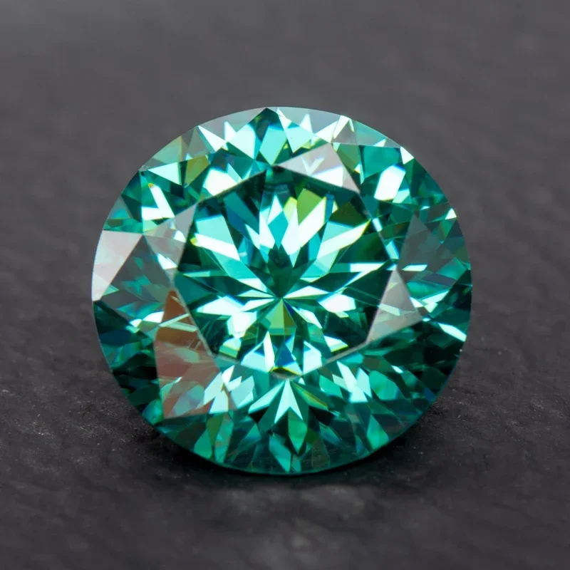 

Moissanite Stone Plum Blossom Cut Emerald Green Primary Color Round Shape Diy Jewelry Making Materials with GRA Certificate