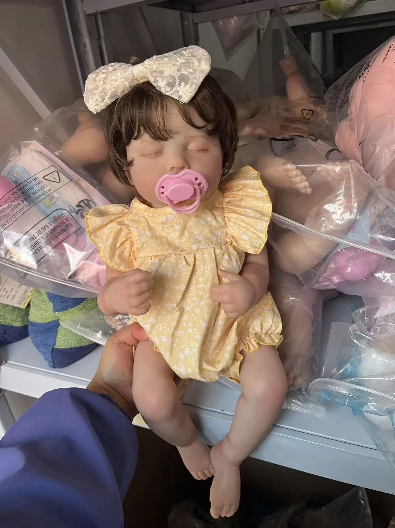 19-calowa silikonowa lalka Reborn LouLou, śpiąca, ręcznie malowana, skóra 3D z widocznymi żyłkami, Muñeca Bebe, zabawki dla dziewczynek