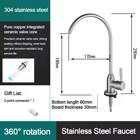 Stainless Steel Water Filter Faucet Quick Connector Easy Installation Kitchen Taps Single Cold Drinking Water Faucet