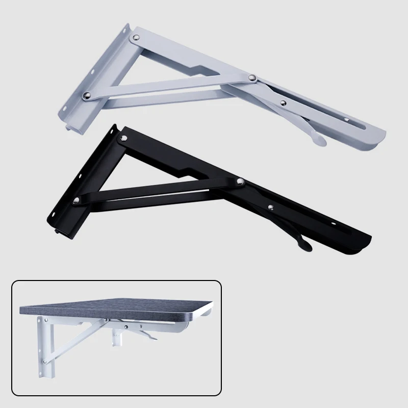 

K-type Foldable Bracket Iron 2Pcs Triangle Folding Bracket Adjustable Load-bearing Wall Hanging Bracket Folding Shelf Heavy Duty