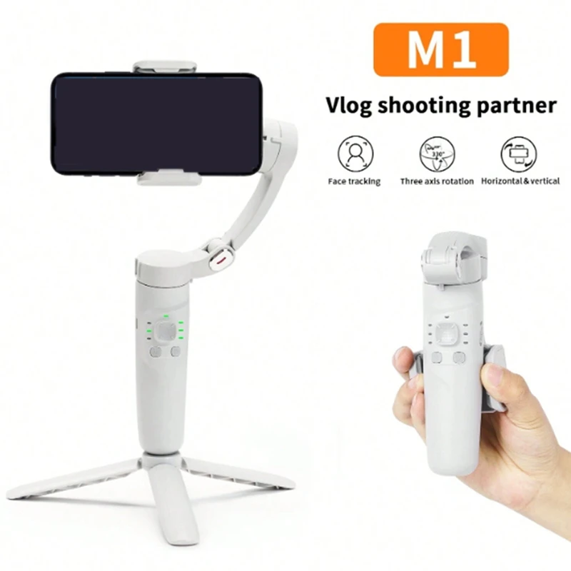 M1 360 Rotation Gimbal Stabilizer Selfie Stick Portable And Foldable Desktop Tracking Gimbal For Smartphone Live