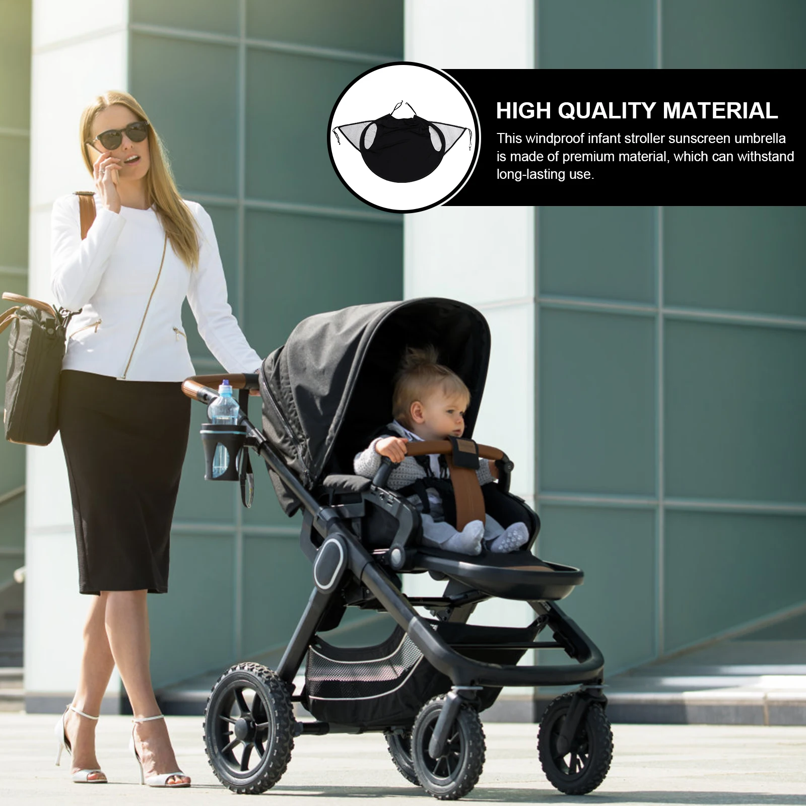 

Stroller Sunshade Infant Black Parasol High Elastic Steel Core Flexible Strip Enlarged Mesh Ventilation Baby Travel