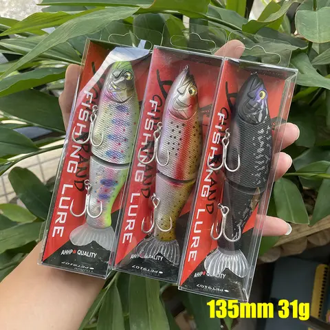 Isca Artificial Swimbait 135mm 31g Multiarticulada de Afundamento Lento, Wobbler Rígido para Pesca de Robalo, Lúcio e Pesca Marítima