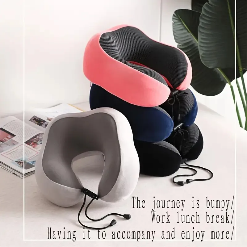 Ergonomic Memory Sponge U-shaped Travel Pillow - Adjustable, Double sided Neck Support Pad, Suitable for Comfortable Sleep on Pl