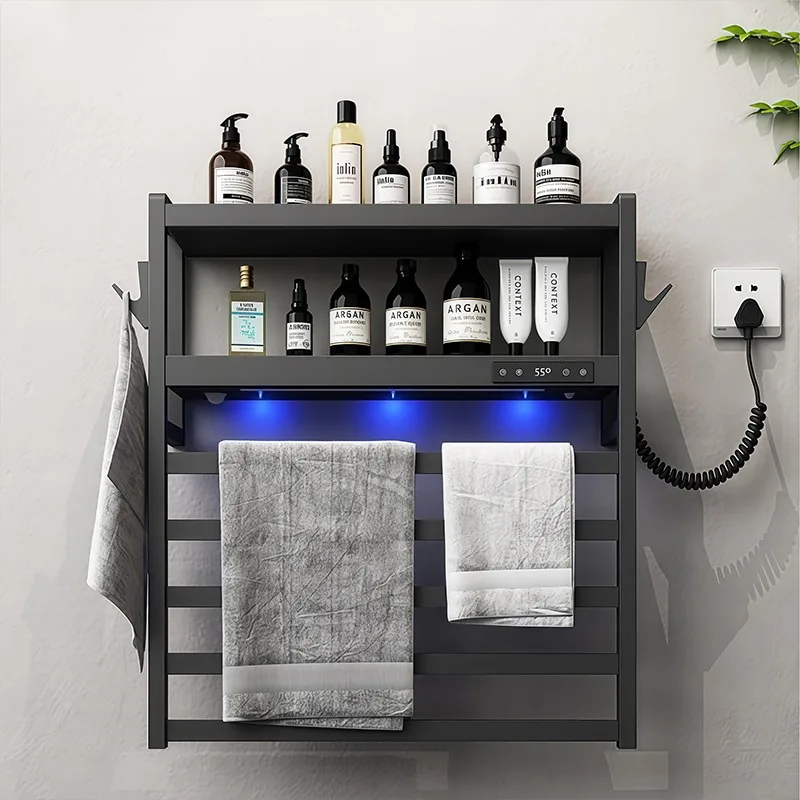 Heatable Contemporary Steel Modern Shower Caddy Towel Rack 3-Tier Wall-Mounted Bathroom Shelves Durable Eco-Friendly