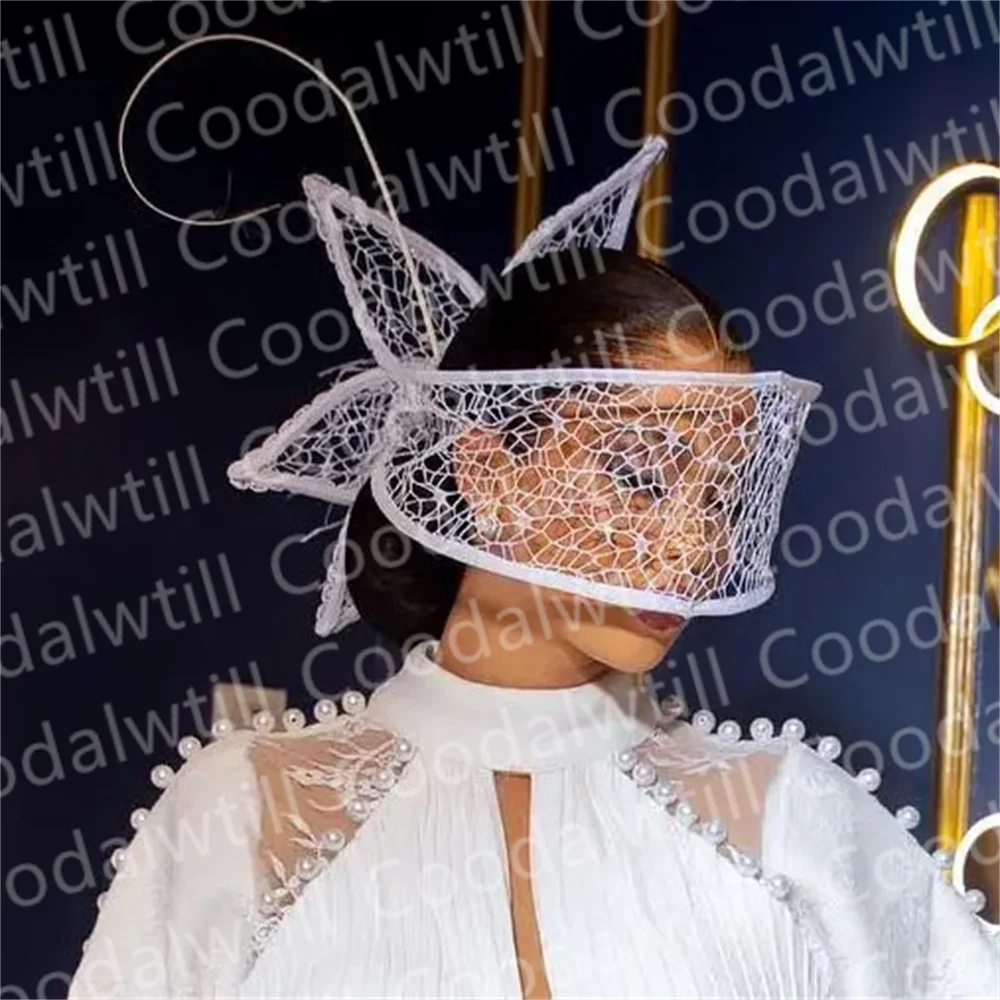 Biała ślubna siateczkowa czapka fascynatorowa nowa moda damska kościelna nakrycie głowy siatka panna młoda Mariage Millinery Cap Femme Chapeau Cap Party