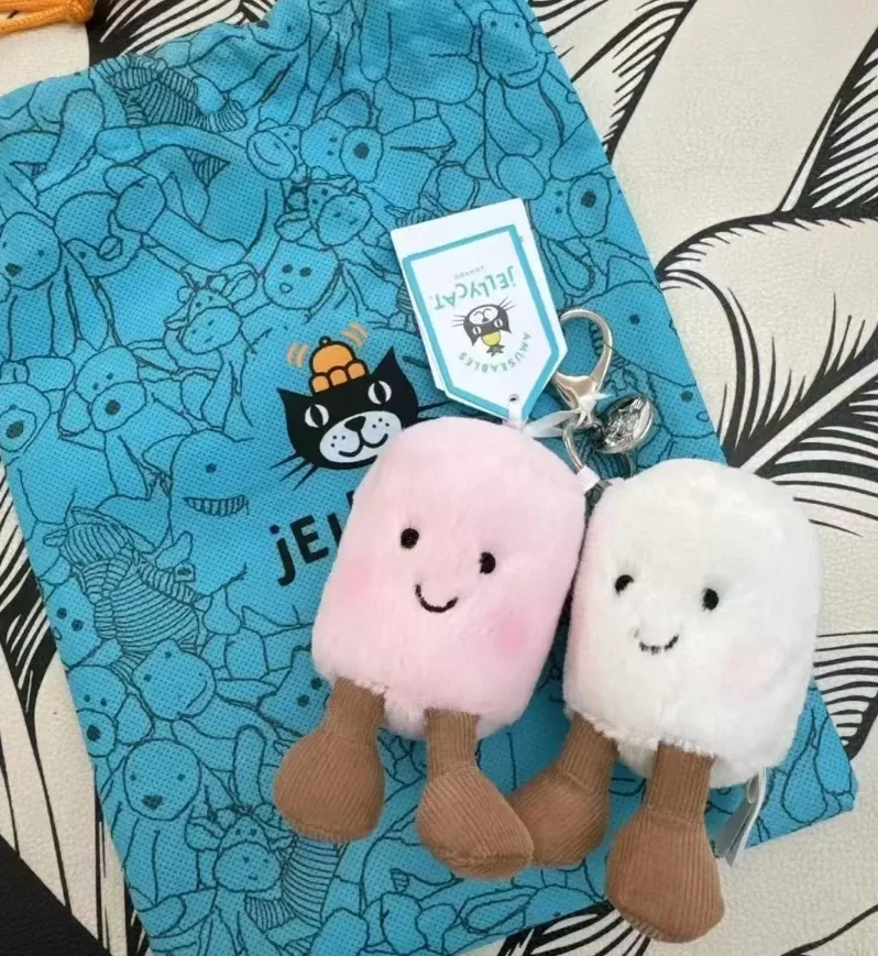 Nuevo Llavero de Peluche de Edición Limitada JC: Doble Tono con Diseños de Malvavisco, Cereza, Bolsita de Té, Croissant, Trébol, Conejito y Flor