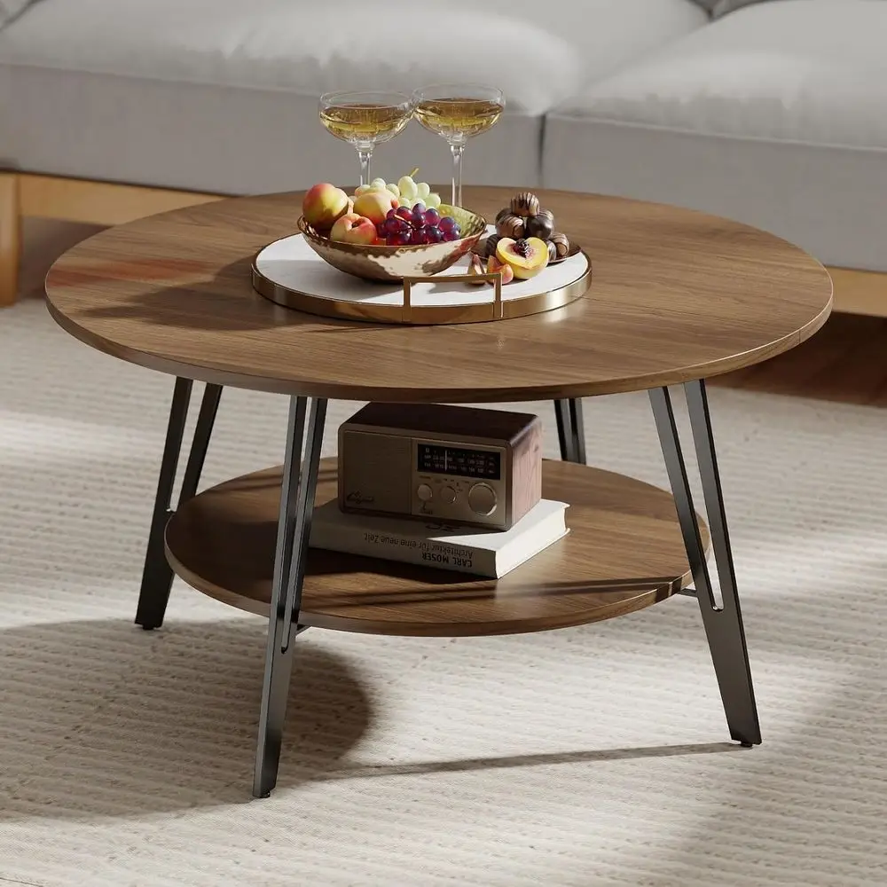 

Round Coee Table with Storage, Small Circle Center Table or Living Room, ern Wood Coee Table or Home Oice & Small Spaces, Easy A