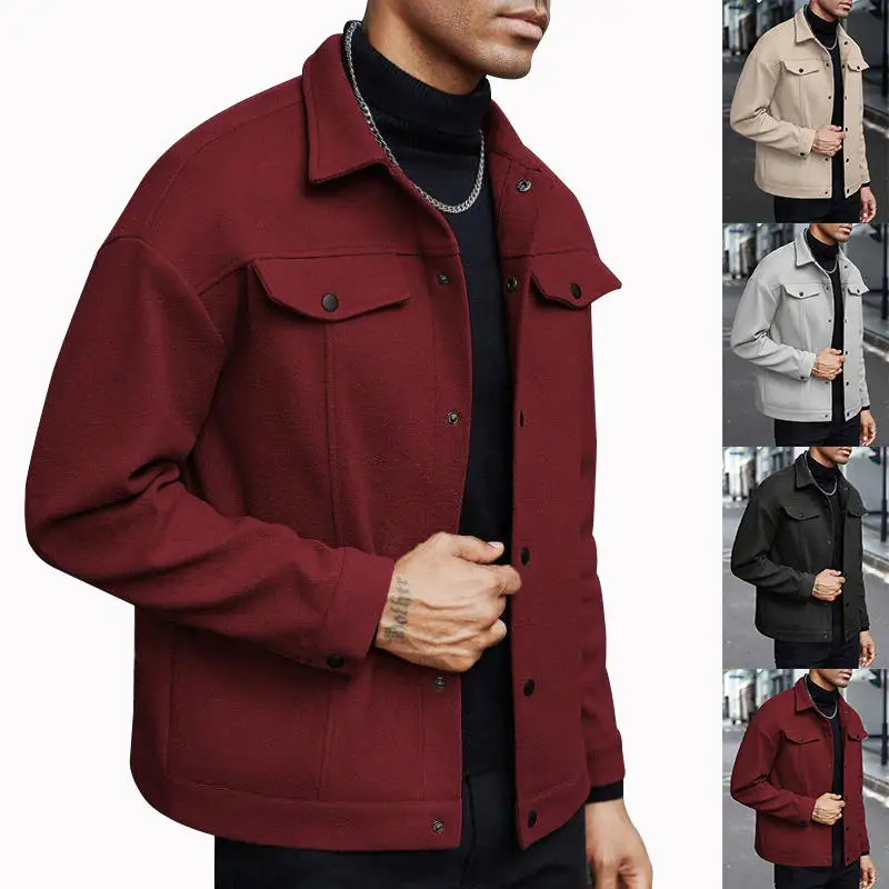 Men's Woolen Jacket Coat Non-iron Treatment European Size Autumn Winter Men's Fashion Direct Sale Cross-Border No Brand Regis...