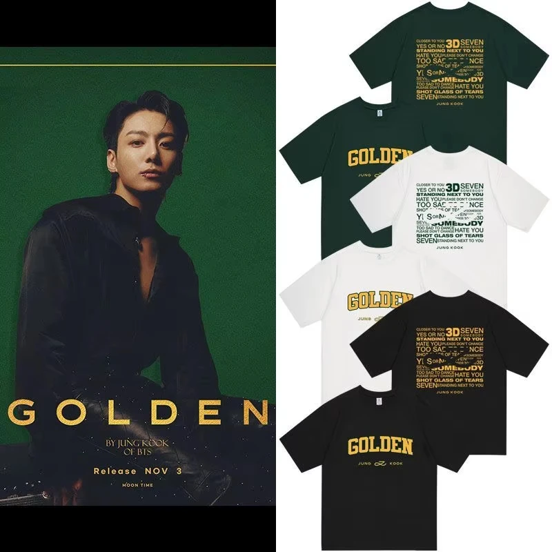 Bulletproof Youth Team Tian Yingguo Album Jungkook GOLDEN Surrounding Support Same Clothing Short Sleeved T-shirt