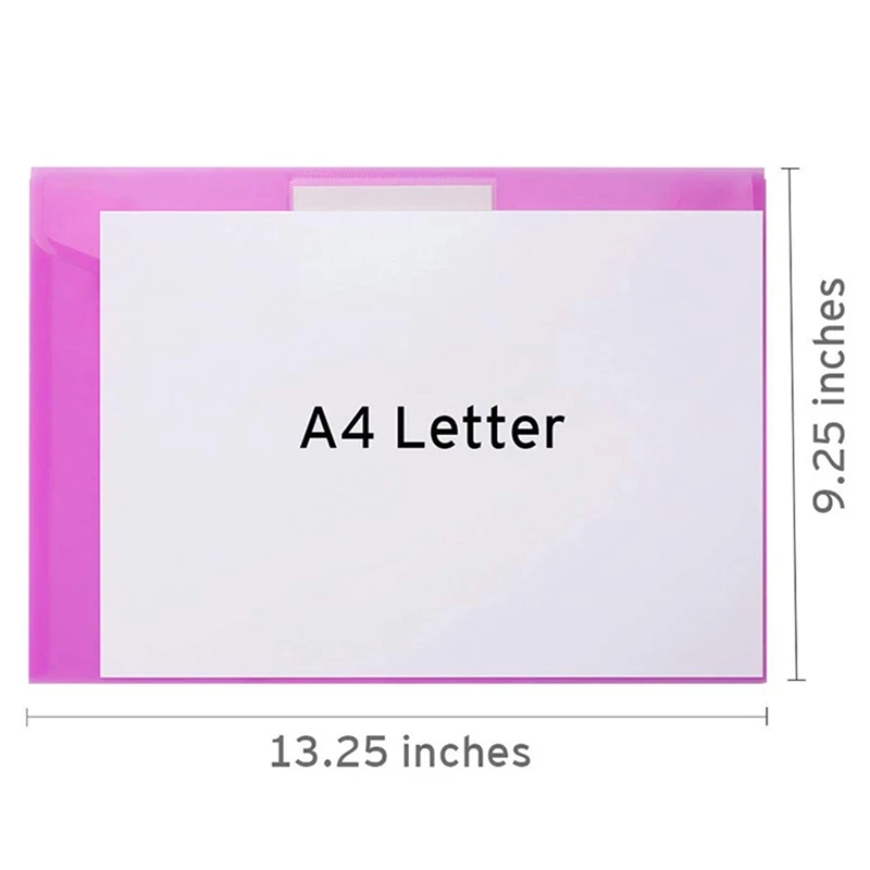 12Pcs Multi File Envelope PVC Snap Button File Bag A4 Plastic With Business Card Holder File Bag