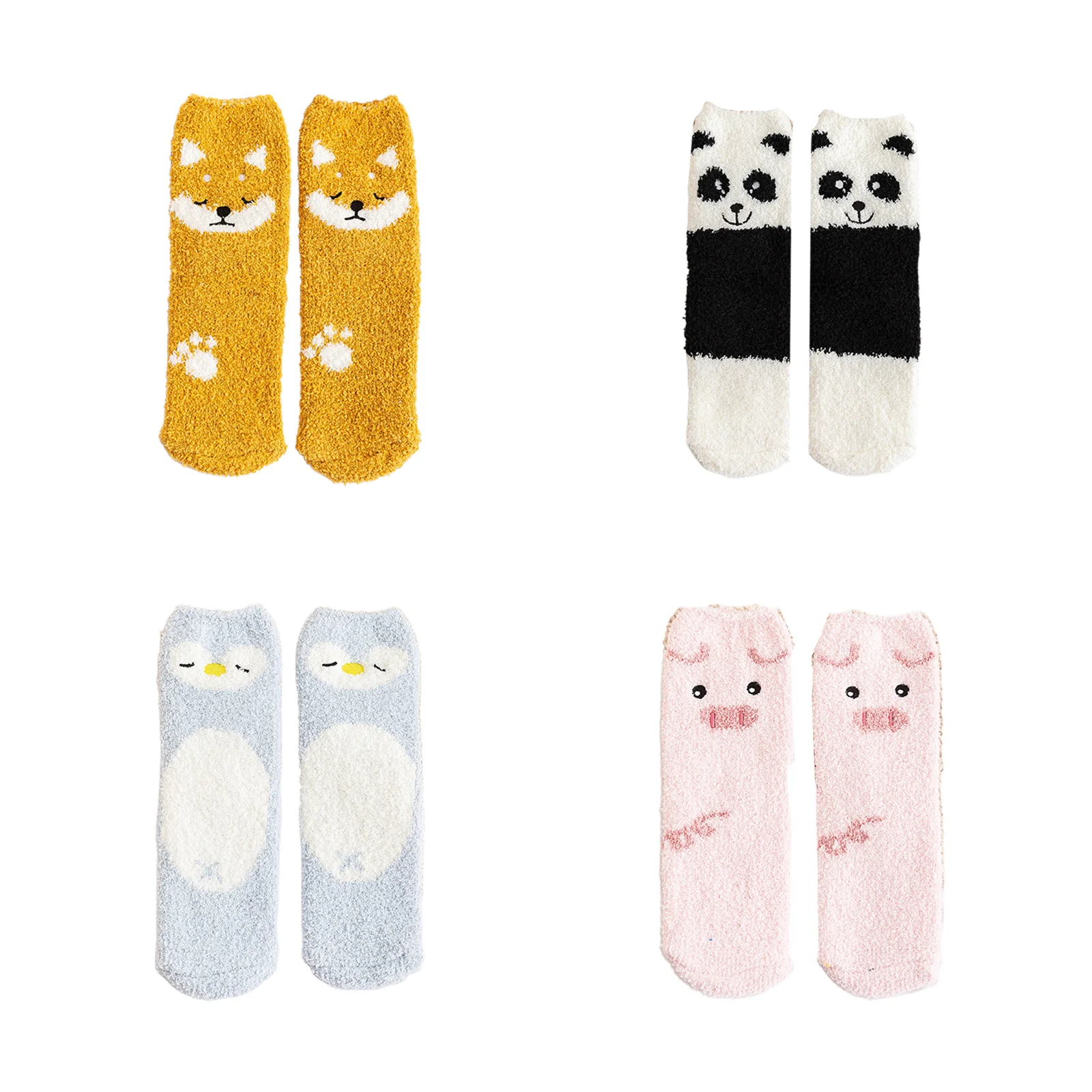 

Akita Inu, Red Panda, Little Penguin, Piglet, Coral Velvet Socks, Four Cute Sets
