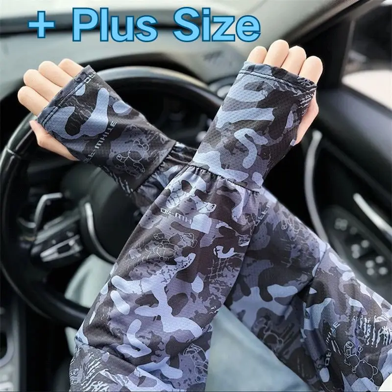 UV Solar Arm Sleeves Men Cycling Gloves Hand Long Sleeves Driving Arm Cover Camouflage Plus Size Summer Sun Protection Arm Cover