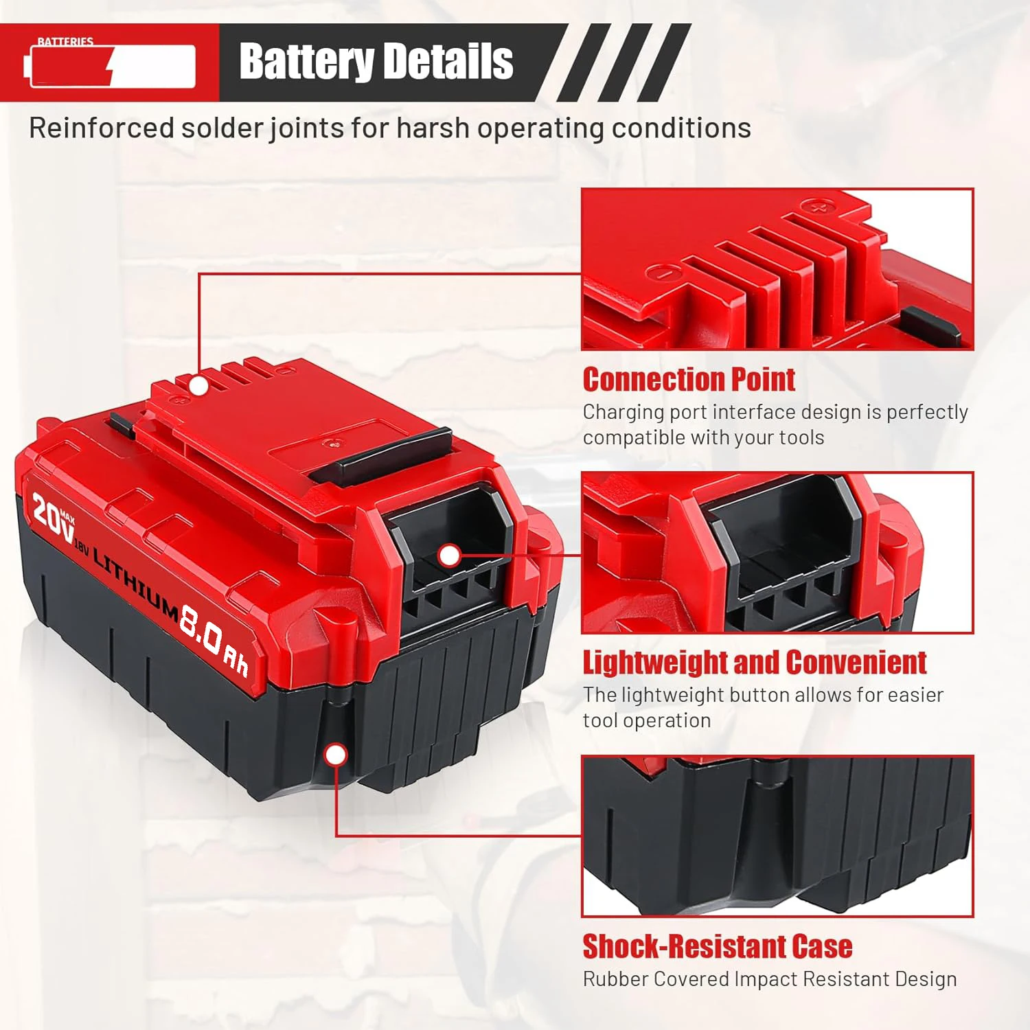 VANON 2 حزمة PCC685L 8.0Ah 20 فولت بطارية ليثيوم استبدال ل كابل بورتر PCC620LB PCC640 PCC670B PCC682L PCC710B أدوات بطارية دبوس