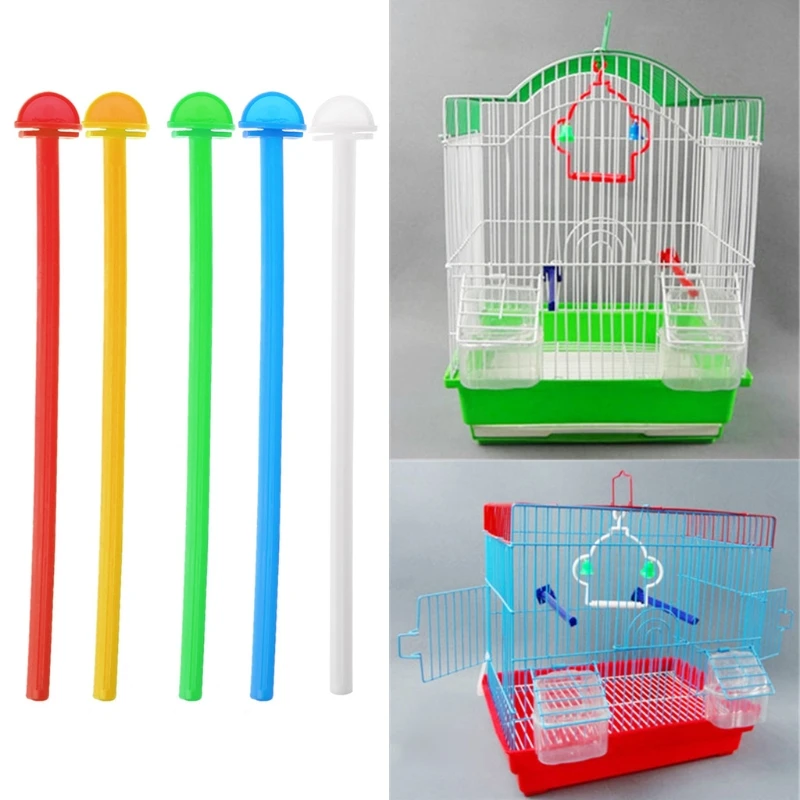 Plastics Birdcage Perch 5 Pack Parrot Bird Standing Stick Grinding Claw Bar for Small Bird Easy to Install Random Colors