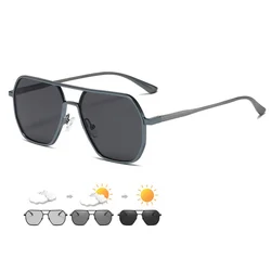 Aluminum Photochromic Sunglasses Men Women Polarized Sun Glasses Day Night Color Changing Mirror Anti-glare Driving Oculos