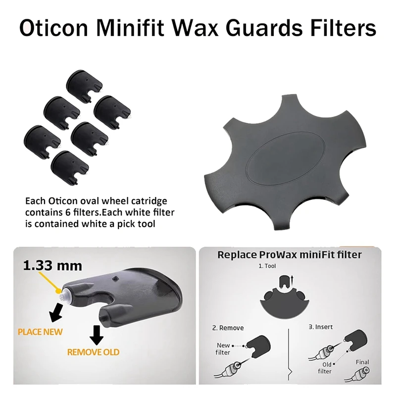 Wax Guards Filters For Minifit Prowax,Hearing Aids Replacement Parts Supplies Cleaning Kit Accessories 5 Pack