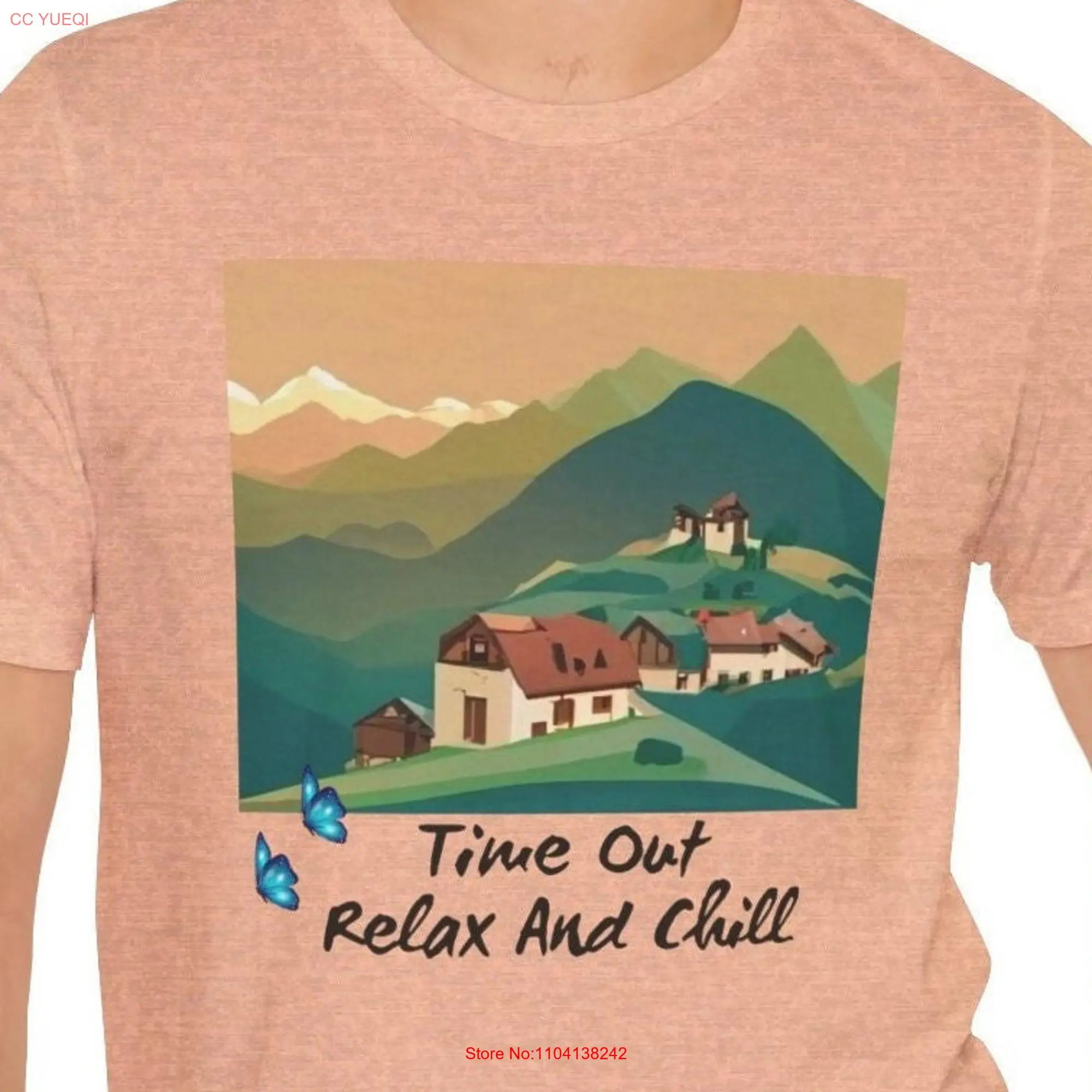 Embrace the tranquil vibes with our 'Chill Out Relax T shirt ' Enjoy outdoors Majestic Alpine Mountains and Country Houses